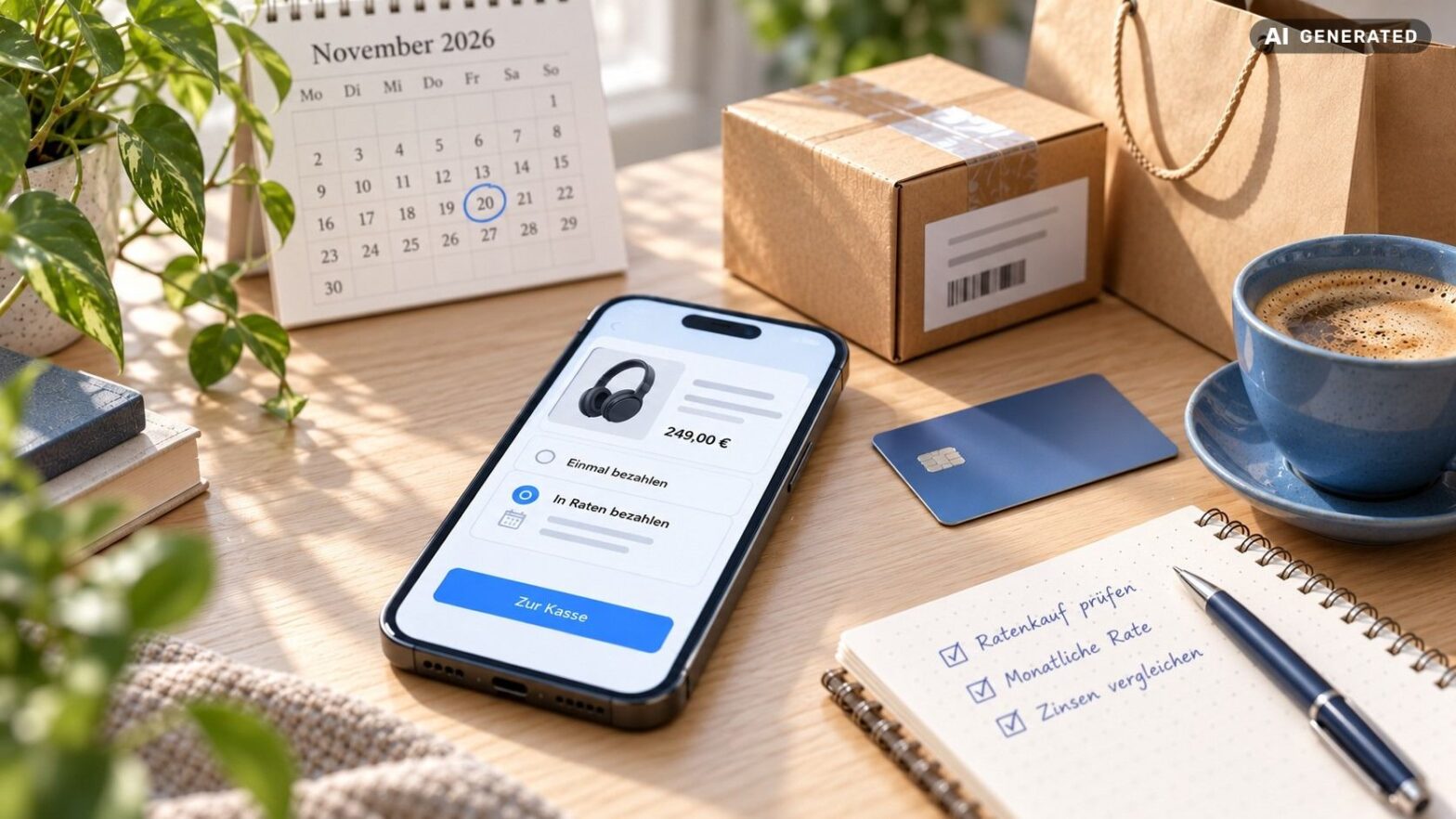 Online-Ratenkauf per Smartphone: Kalender markiert den 20. November 2026, ab dem neue Regeln für Ratenkauf gelten